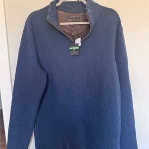 Reserved Men's Navy Textured Quarter-Zip Sweater